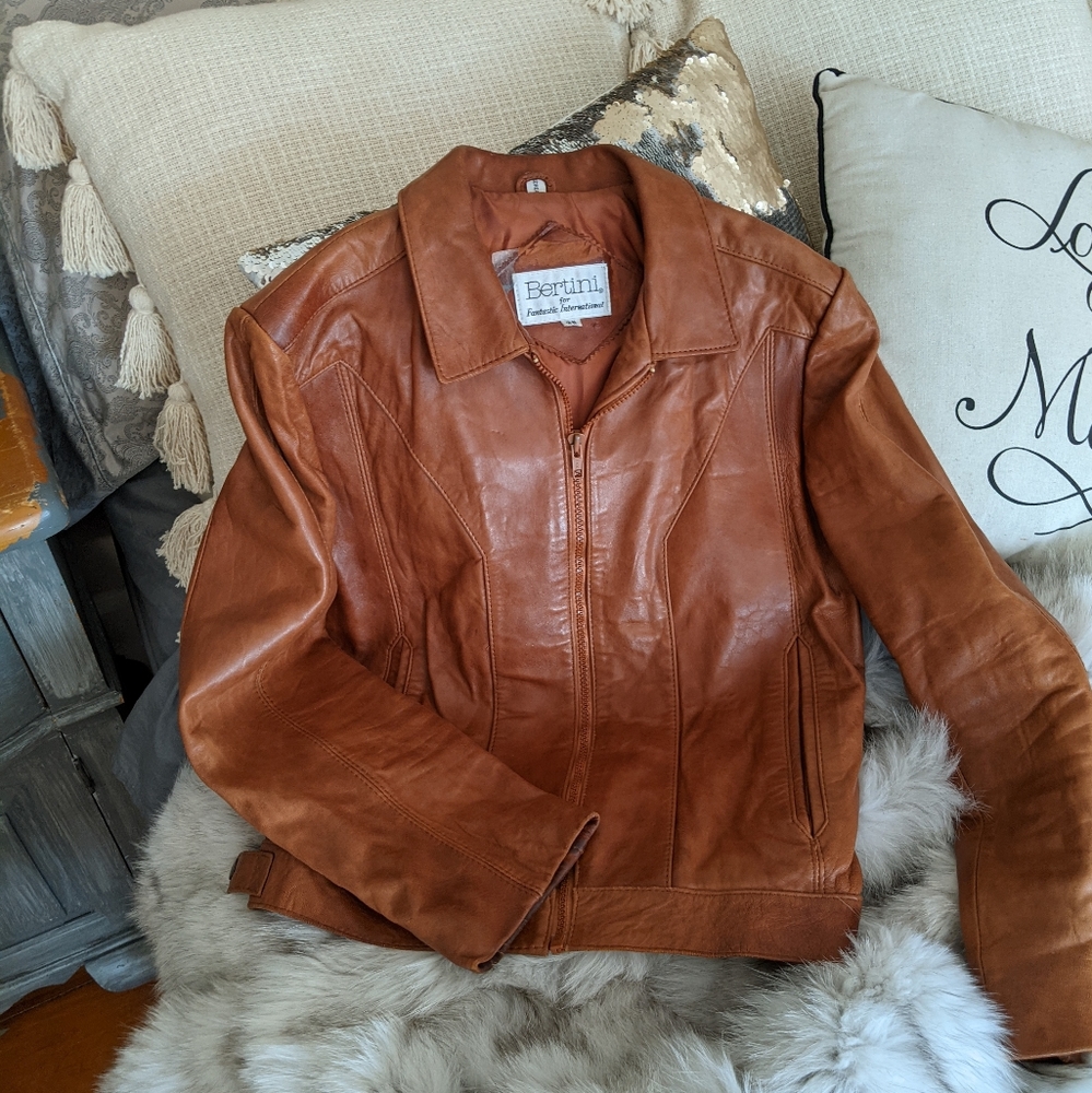 Genuine Leather Cognac Jacket!!